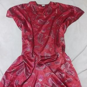 Long Red Paisley tunic dress free size